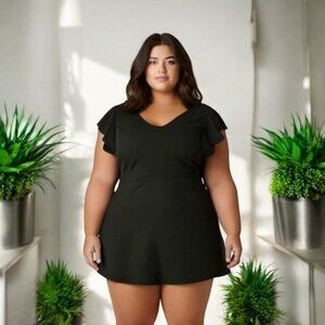 WET SEAL Black Flutter Sleeve Dress 2XL